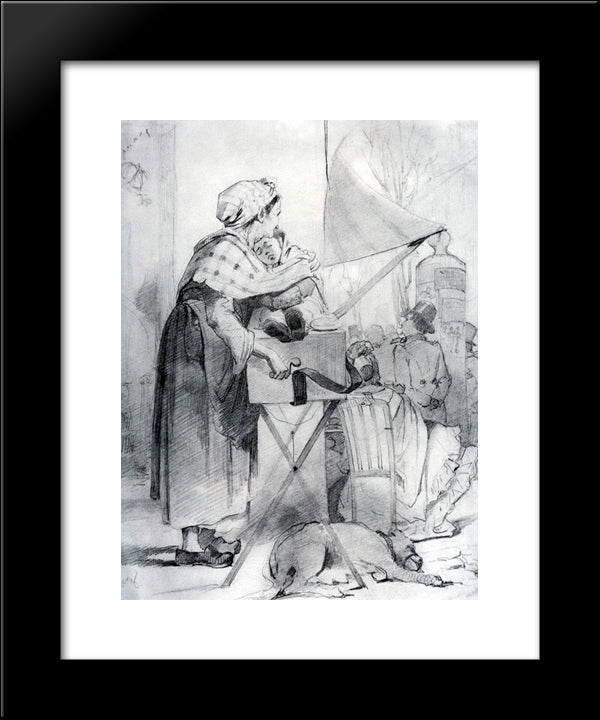 Paris Sharmanschitsa. Sketch 20x24 Black Modern Wood Framed Art Print Poster by Perov, Vasily