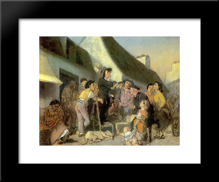 Seller Singers. Sketch 20x24 Black Modern Wood Framed Art Print Poster by Perov, Vasily