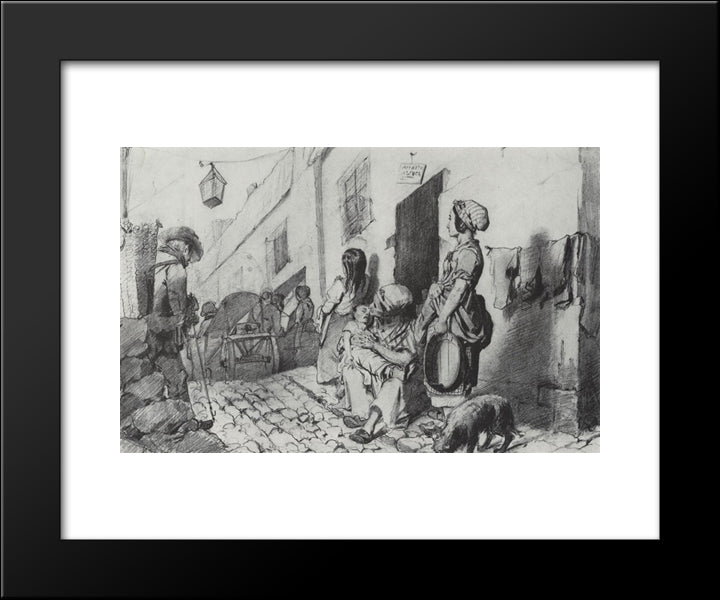 The Funeral Of A Poor Quarter Of Paris 20x24 Black Modern Wood Framed Art Print Poster by Perov, Vasily