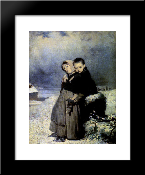 Orphans In The Cemetery 20x24 Black Modern Wood Framed Art Print Poster by Perov, Vasily