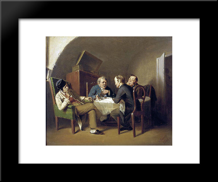 The Conversation At The Round Table 20x24 Black Modern Wood Framed Art Print Poster by Perov, Vasily