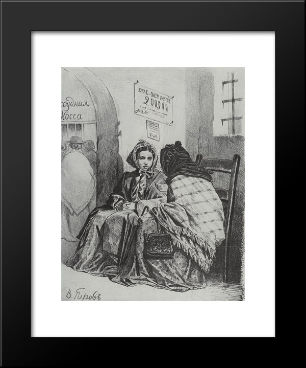 In The Pawnshop 20x24 Black Modern Wood Framed Art Print Poster by Perov, Vasily