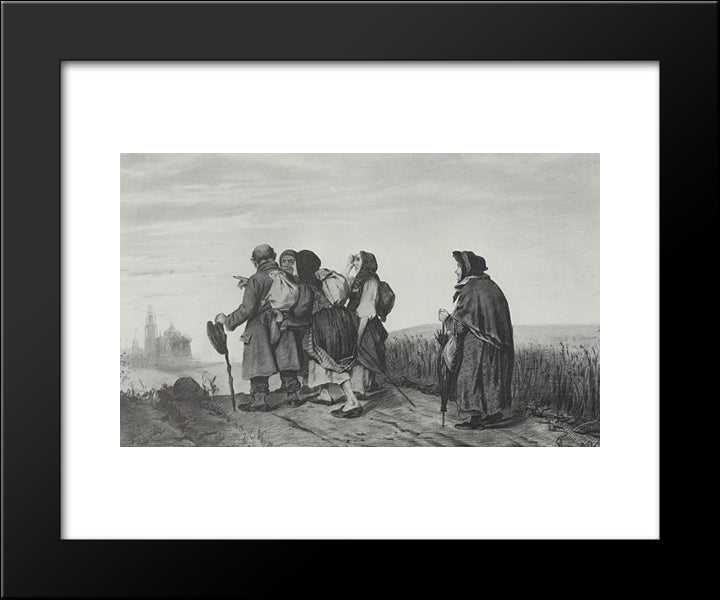 Pilgrims. On A Pilgrimage 20x24 Black Modern Wood Framed Art Print Poster by Perov, Vasily