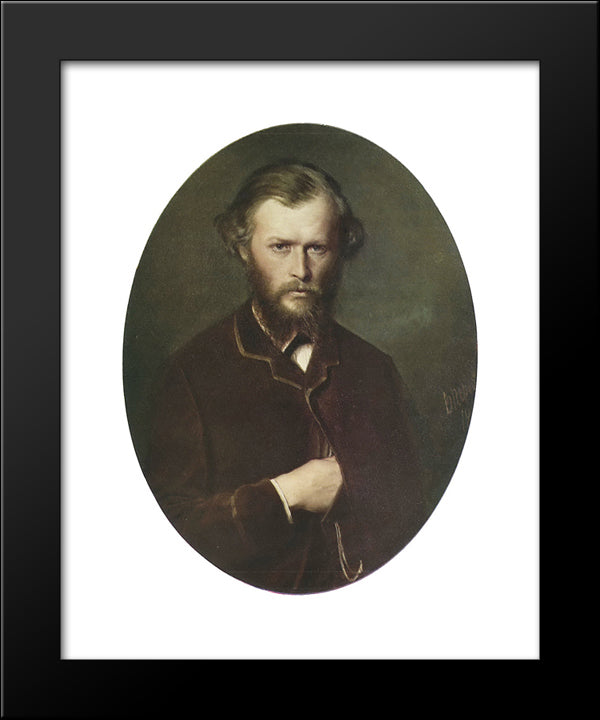 Portrait Of Nikolai Lanin 20x24 Black Modern Wood Framed Art Print Poster by Perov, Vasily