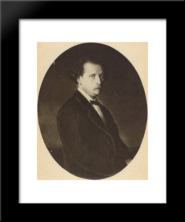 Portrait Of Nikolai Rubinstein 20x24 Black Modern Wood Framed Art Print Poster by Perov, Vasily