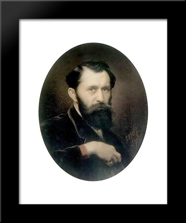 Self-Portrait 20x24 Black Modern Wood Framed Art Print Poster by Perov, Vasily