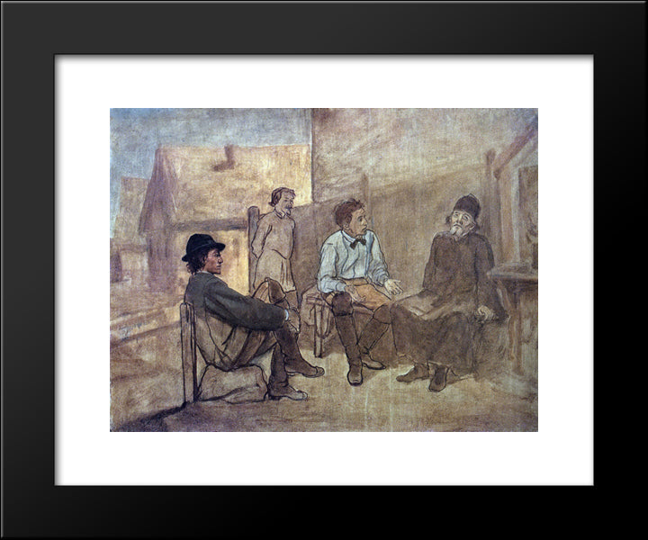 Students Talk With The Monk 20x24 Black Modern Wood Framed Art Print Poster by Perov, Vasily