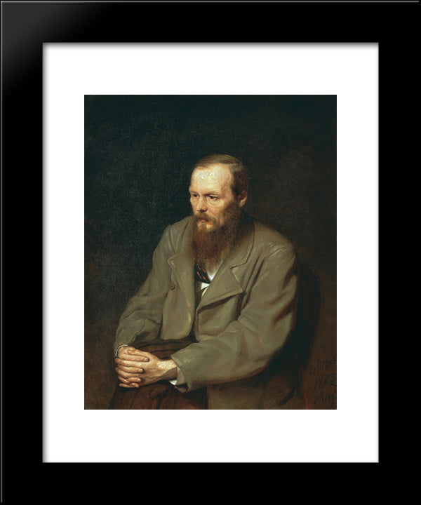 Portrait Of The Author Feodor Dostoyevsky 20x24 Black Modern Wood Framed Art Print Poster by Perov, Vasily