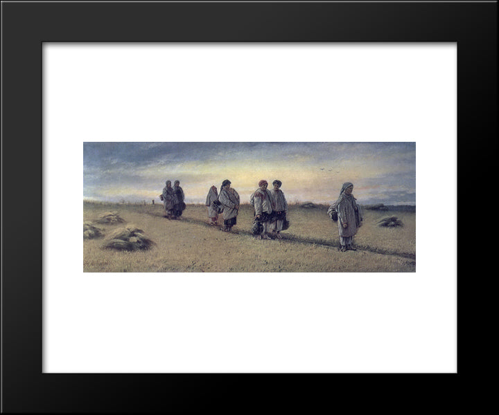 Return Reaper From The Field In The Ryazan Province 20x24 Black Modern Wood Framed Art Print Poster by Perov, Vasily