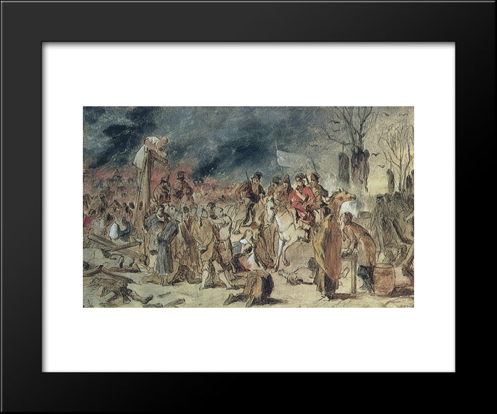 Court Pugacheva 20x24 Black Modern Wood Framed Art Print Poster by Perov, Vasily