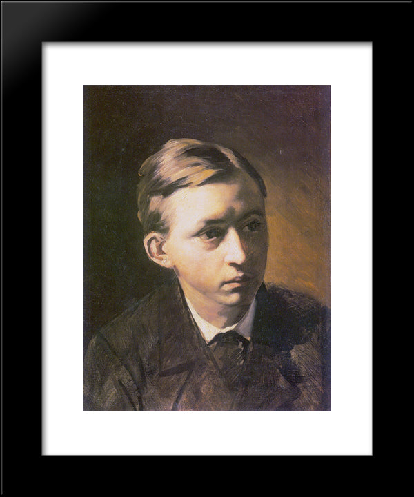 Portrait Of The Painter Nikolai Kasatkin 20x24 Black Modern Wood Framed Art Print Poster by Perov, Vasily