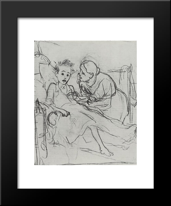 Mother With Sick Child 20x24 Black Modern Wood Framed Art Print Poster by Perov, Vasily