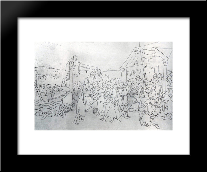 Court Pugacheva 20x24 Black Modern Wood Framed Art Print Poster by Perov, Vasily