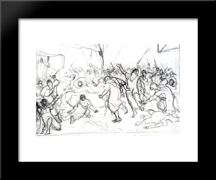 Khlysty Zeal. Sketch 20x24 Black Modern Wood Framed Art Print Poster by Perov, Vasily