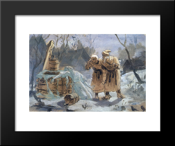 Melting Snow Maiden 20x24 Black Modern Wood Framed Art Print Poster by Perov, Vasily
