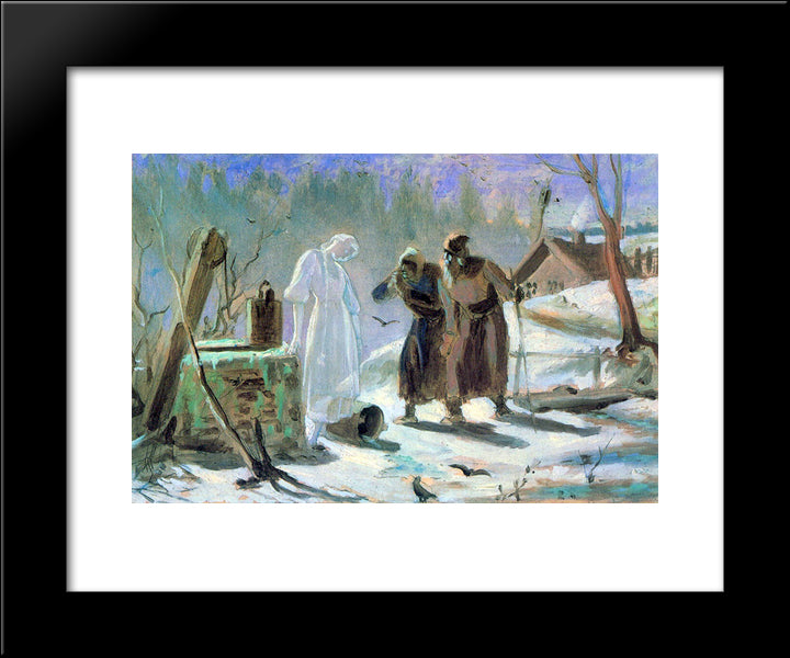 Melting Snow Maiden. Sketch 20x24 Black Modern Wood Framed Art Print Poster by Perov, Vasily