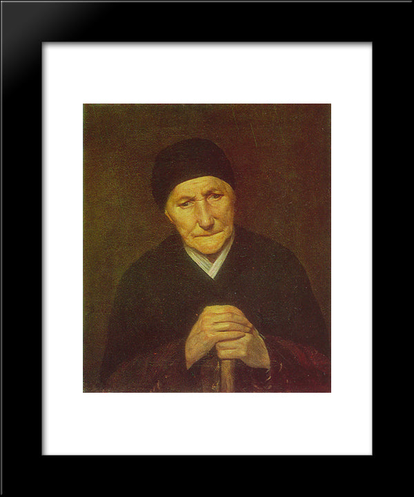 Portrait Of An Old Woman 20x24 Black Modern Wood Framed Art Print Poster by Perov, Vasily