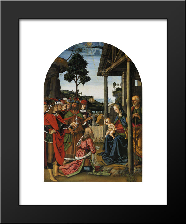 The Adoration Of The Magi 20x24 Black Modern Wood Framed Art Print Poster by Perugino, Pietro