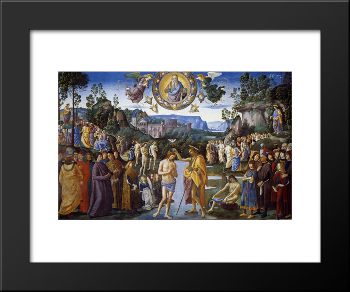 Baptism Of Christ 20x24 Black Modern Wood Framed Art Print Poster by Perugino, Pietro