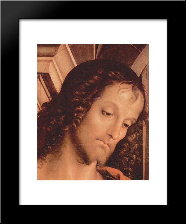 Madonna Enthroned With St. John The Tufer And St. Sebastian (Detail) 20x24 Black Modern Wood Framed Art Print Poster by Perugino, Pietro