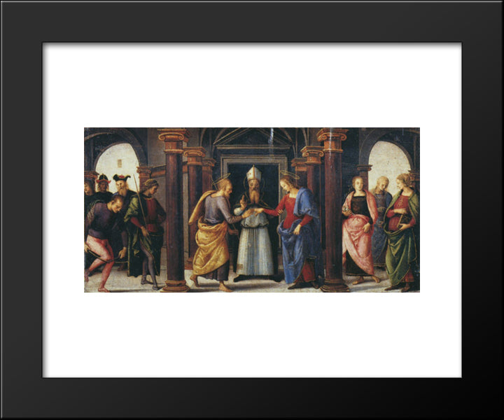 Pala Di Fano (Marriage Of The Virgin) 20x24 Black Modern Wood Framed Art Print Poster by Perugino, Pietro