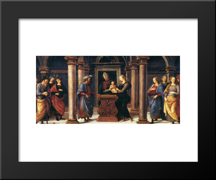 Pala Di Fano (Presentation In The Temple) 20x24 Black Modern Wood Framed Art Print Poster by Perugino, Pietro