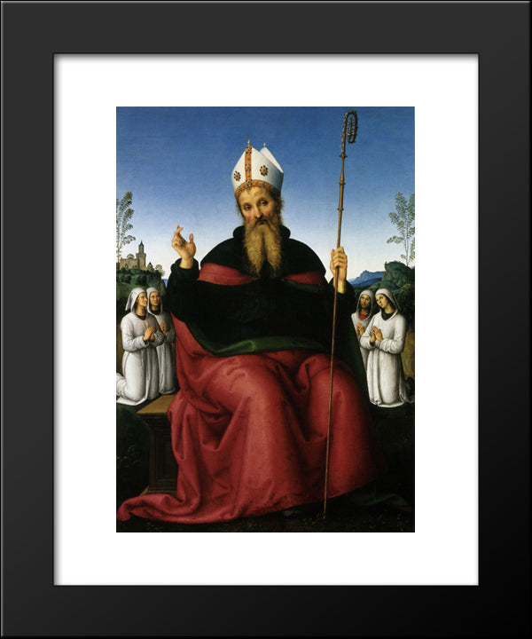 St. Augustine And Four States Of A Fraternity 20x24 Black Modern Wood Framed Art Print Poster by Perugino, Pietro