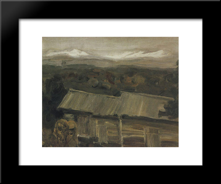 Khvalynsk 20x24 Black Modern Wood Framed Art Print Poster by Petrov Vodkin, Kuzma