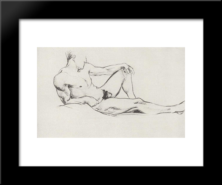 Sitter 20x24 Black Modern Wood Framed Art Print Poster by Petrov Vodkin, Kuzma