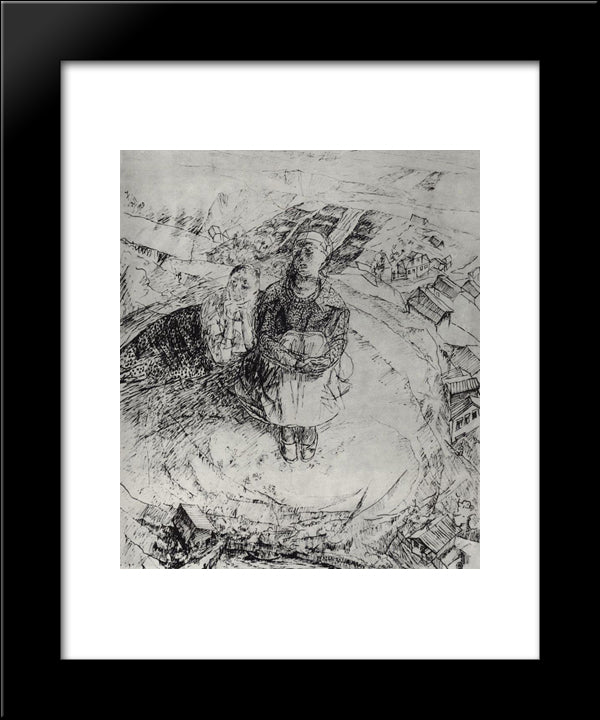 Over A Cliff 20x24 Black Modern Wood Framed Art Print Poster by Petrov Vodkin, Kuzma