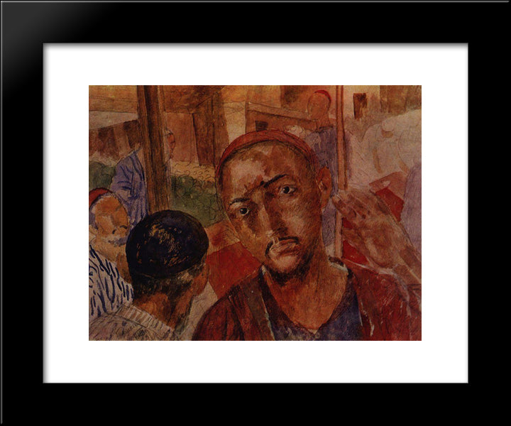 In The Teahouses 20x24 Black Modern Wood Framed Art Print Poster by Petrov Vodkin, Kuzma