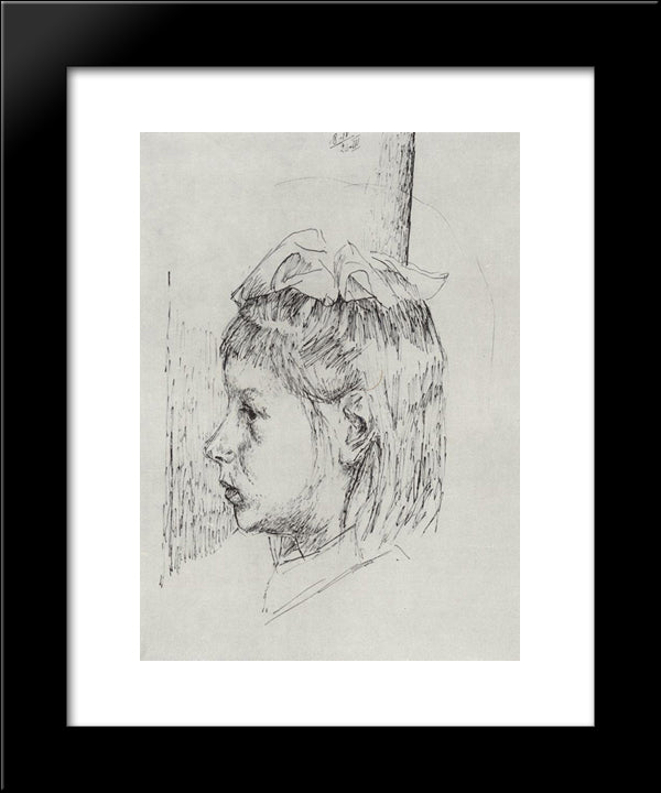 Portrait Of A Girl 20x24 Black Modern Wood Framed Art Print Poster by Petrov Vodkin, Kuzma