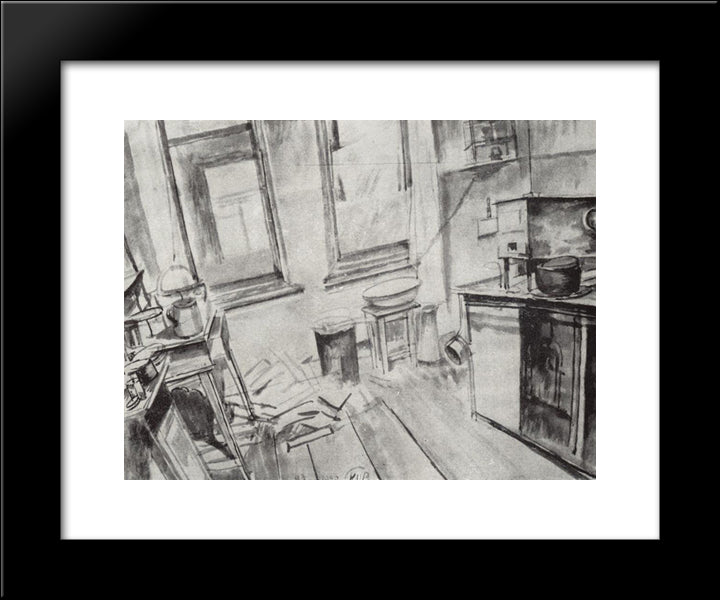Kitchen 20x24 Black Modern Wood Framed Art Print Poster by Petrov Vodkin, Kuzma