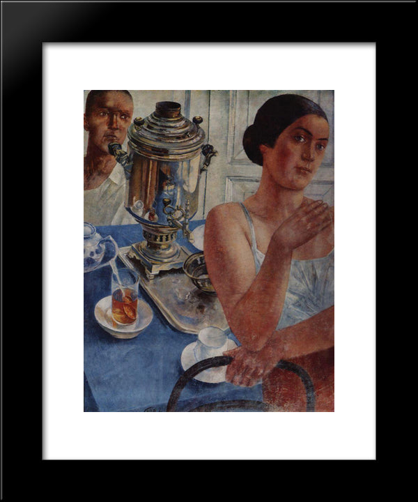 The Samovar 20x24 Black Modern Wood Framed Art Print Poster by Petrov Vodkin, Kuzma