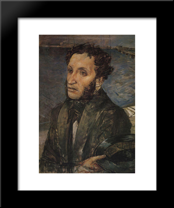 Pushkin In St. Petersburg 20x24 Black Modern Wood Framed Art Print Poster by Petrov Vodkin, Kuzma