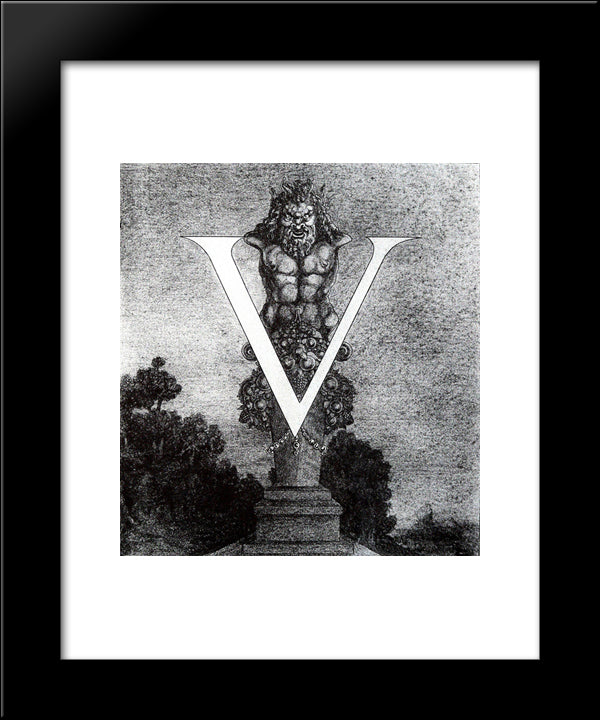 Design Of Initial V 2 20x24 Black Modern Wood Framed Art Print Poster by Beardsley, Aubrey