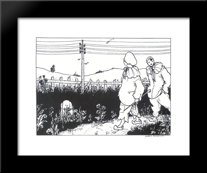 Pierrot 3 20x24 Black Modern Wood Framed Art Print Poster by Beardsley, Aubrey