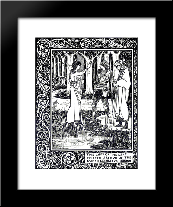 The Lady Of The Lake Telleth Arthur Of The Sword Excalibur 20x24 Black Modern Wood Framed Art Print Poster by Beardsley, Aubrey