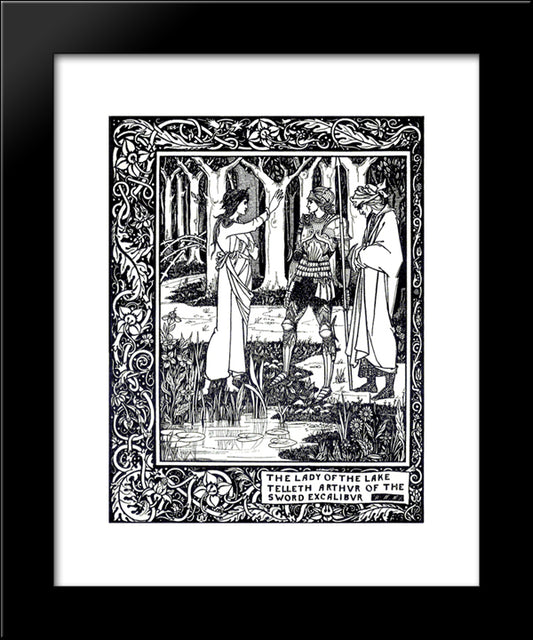 The Lady Of The Lake Telleth Arthur Of The Sword Excalibur 20x24 Black Modern Wood Framed Art Print Poster by Beardsley, Aubrey