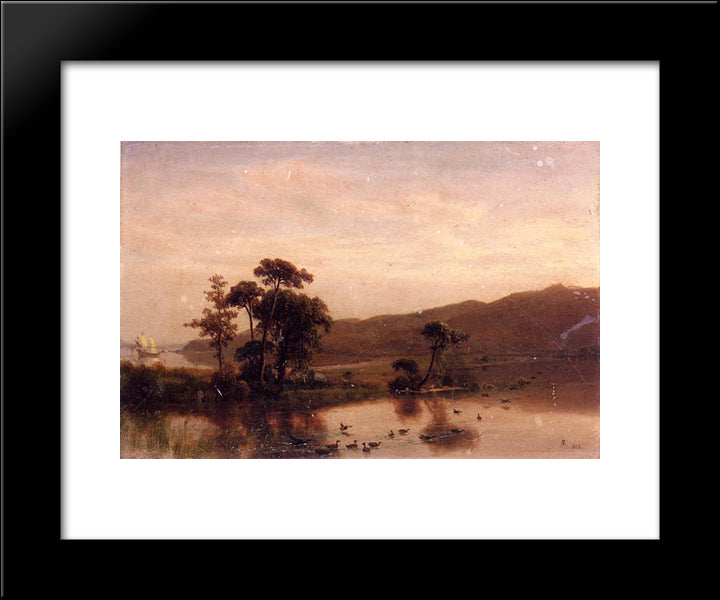 Study For Gosnold At Cuttyhunk 20x24 Black Modern Wood Framed Art Print Poster by Bierstadt, Albert