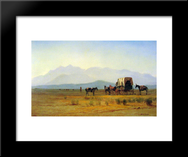 Surveyors Wagon In The Rockies 20x24 Black Modern Wood Framed Art Print Poster by Bierstadt, Albert