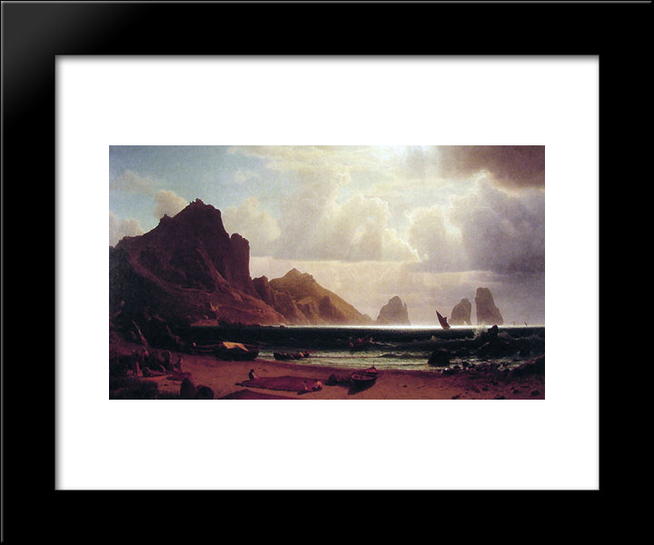 The Marina Piccola, Capri 20x24 Black Modern Wood Framed Art Print Poster by Bierstadt, Albert