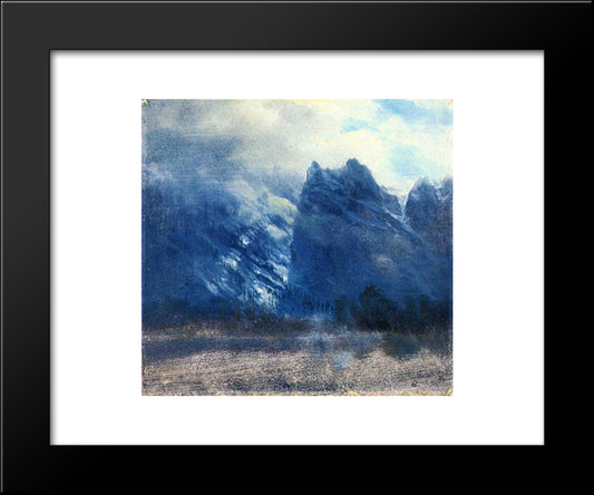 Yosemite Valley Twin Peaks 20x24 Black Modern Wood Framed Art Print Poster by Bierstadt, Albert