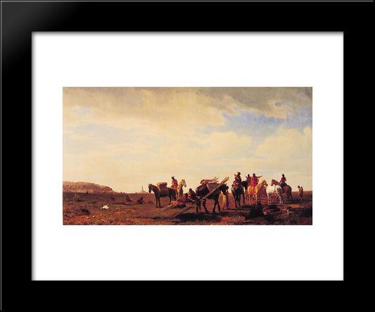 Indians Travelling Near Fort Laramie 20x24 Black Modern Wood Framed Art Print Poster by Bierstadt, Albert