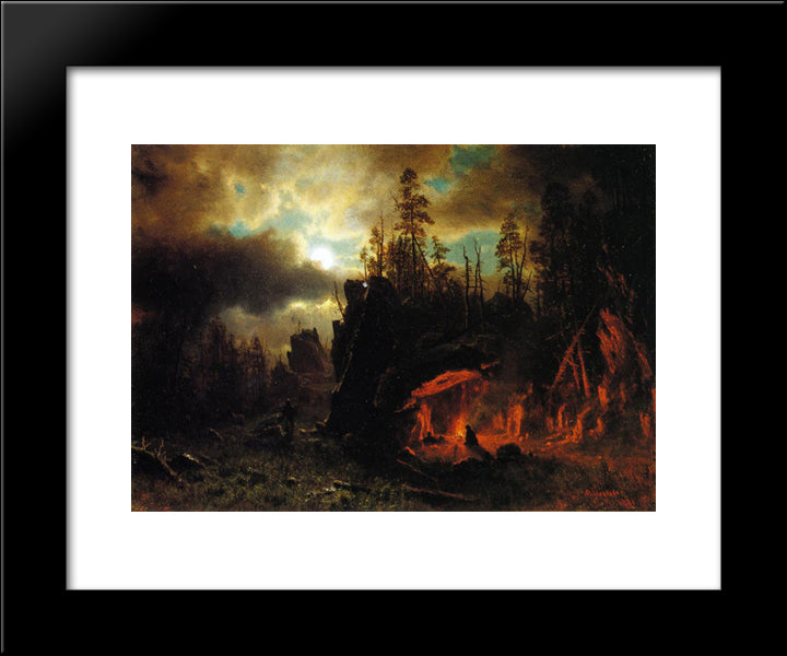 The Trapper'S Camp 20x24 Black Modern Wood Framed Art Print Poster by Bierstadt, Albert