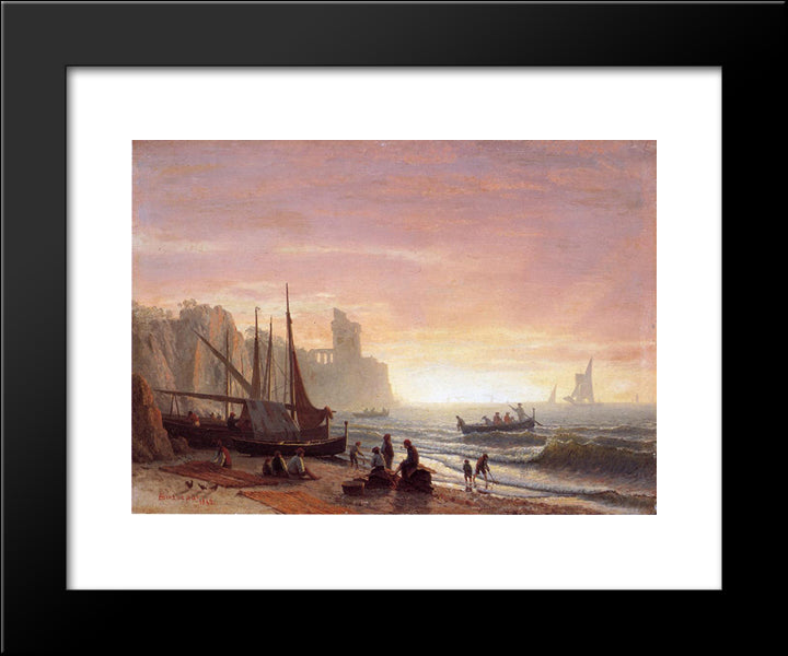 The Fishing Fleet 20x24 Black Modern Wood Framed Art Print Poster by Bierstadt, Albert