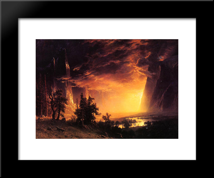 Sunset In The Yosemite Valley 20x24 Black Modern Wood Framed Art Print Poster by Bierstadt, Albert