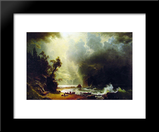 Puget Sound On The Pacific Coast 20x24 Black Modern Wood Framed Art Print Poster by Bierstadt, Albert