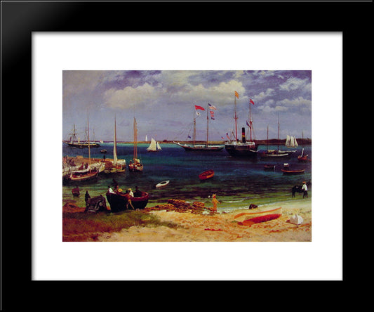 Nassau Harbor 20x24 Black Modern Wood Framed Art Print Poster by Bierstadt, Albert
