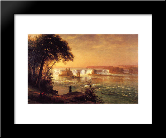 The Falls Of St. Anthony 20x24 Black Modern Wood Framed Art Print Poster by Bierstadt, Albert